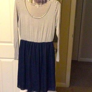 Grey and Blue striped dress
